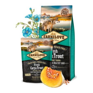 CARNILOVE DOG FRESH CARP & TROUT bezgraudu sausā barība suņiem Svaiga karpa, forele 12kg